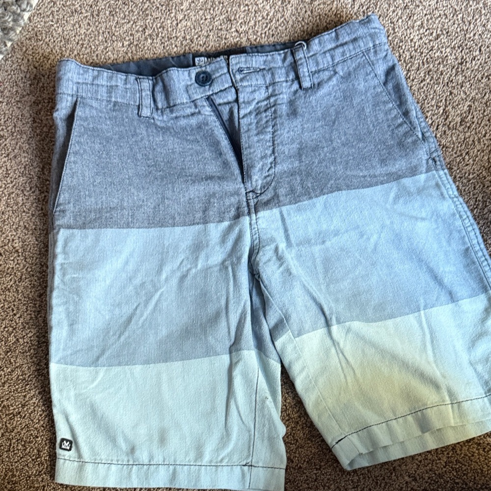 Micros Men's Blue and Gray Striped Shorts